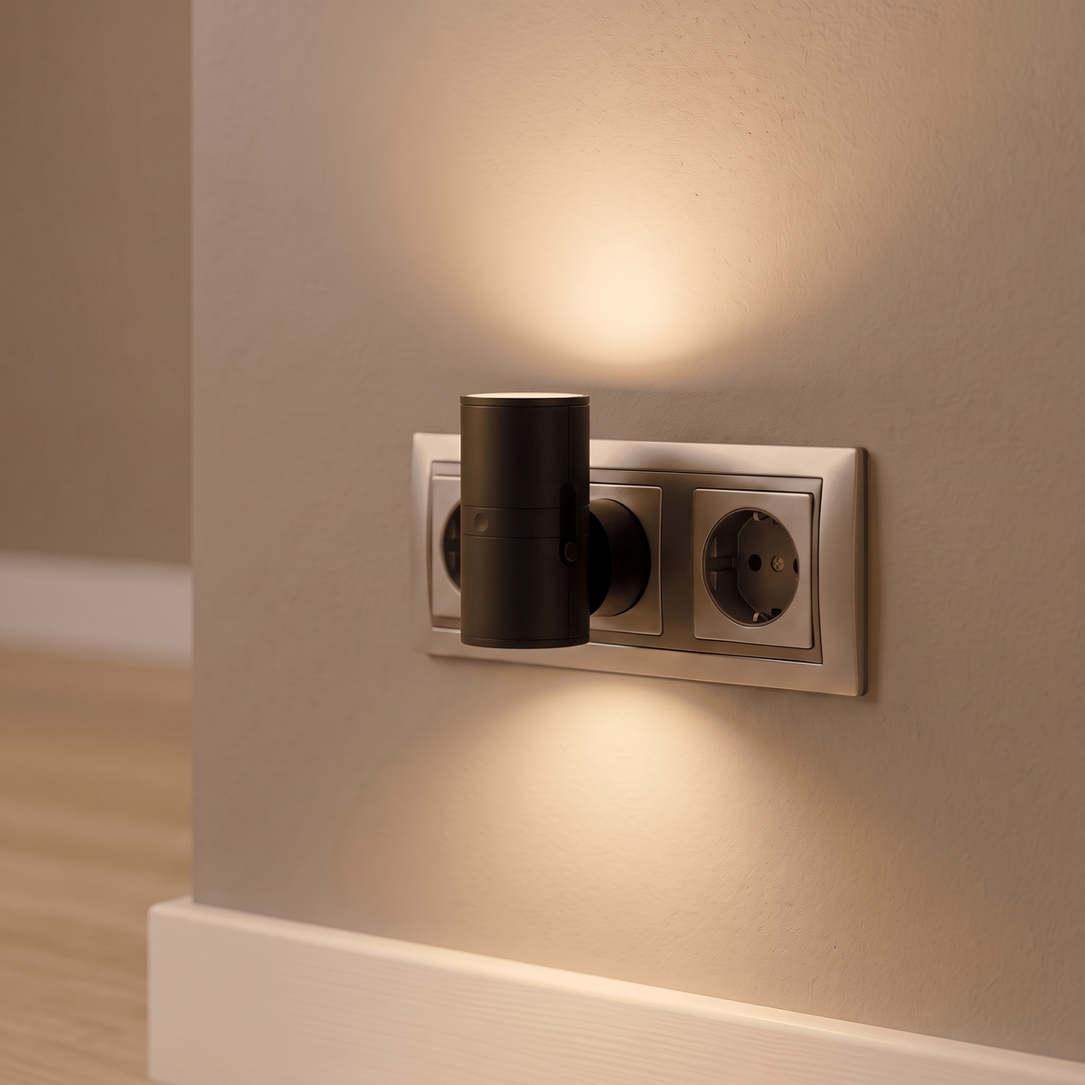 Detalle de la luz ámbar de Noma sobre la pared